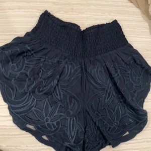 Navy printed loose fit shorts from Free people